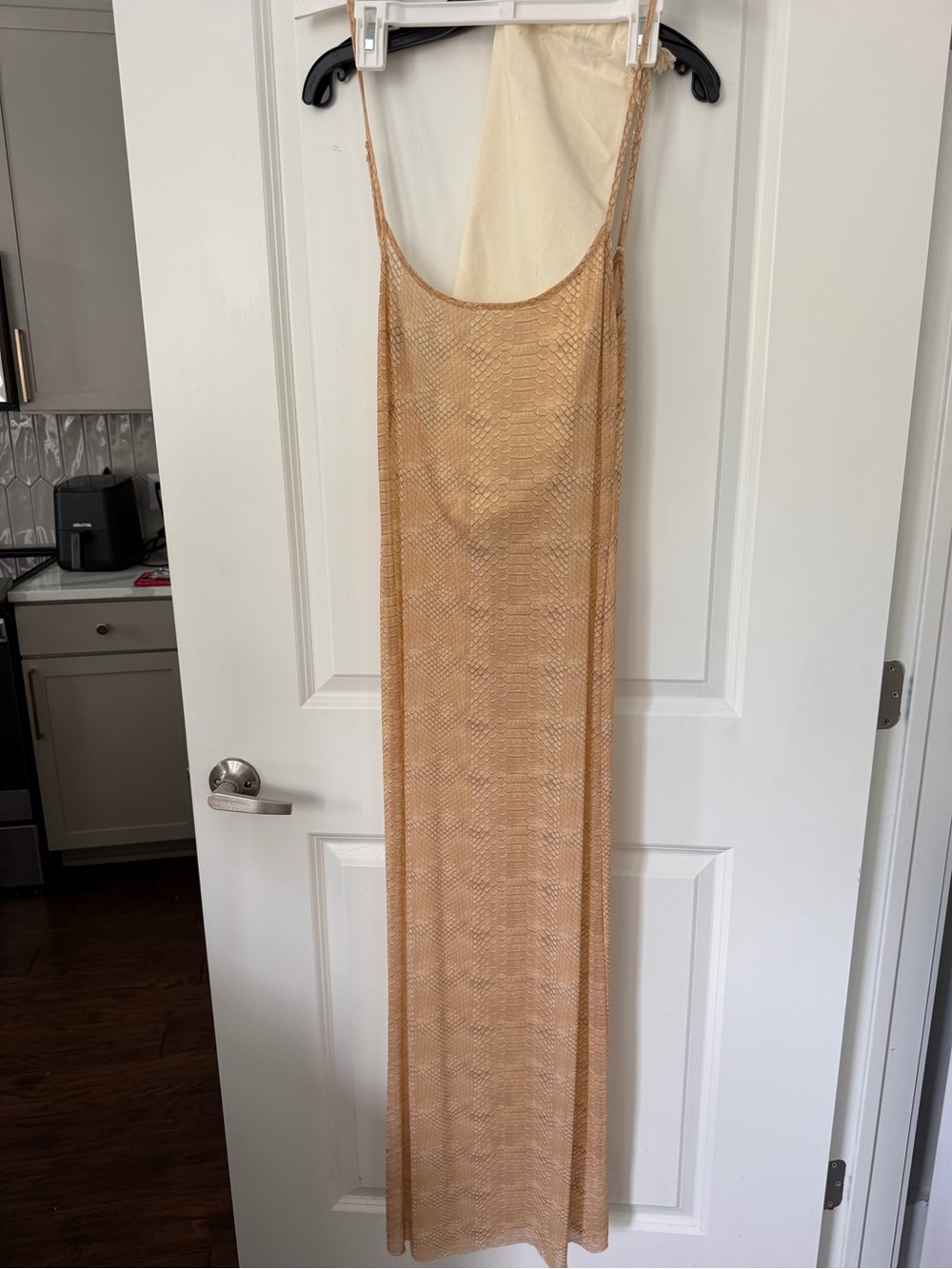 WeWoreWhat- mesh scoop maxi slip dress snake skin